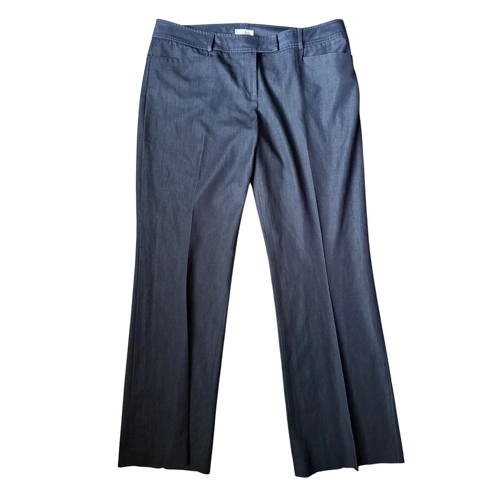Tahari Arthur S. Levine Dress Pants Womens 14 Navy Blue Wide Leg Career Trousers